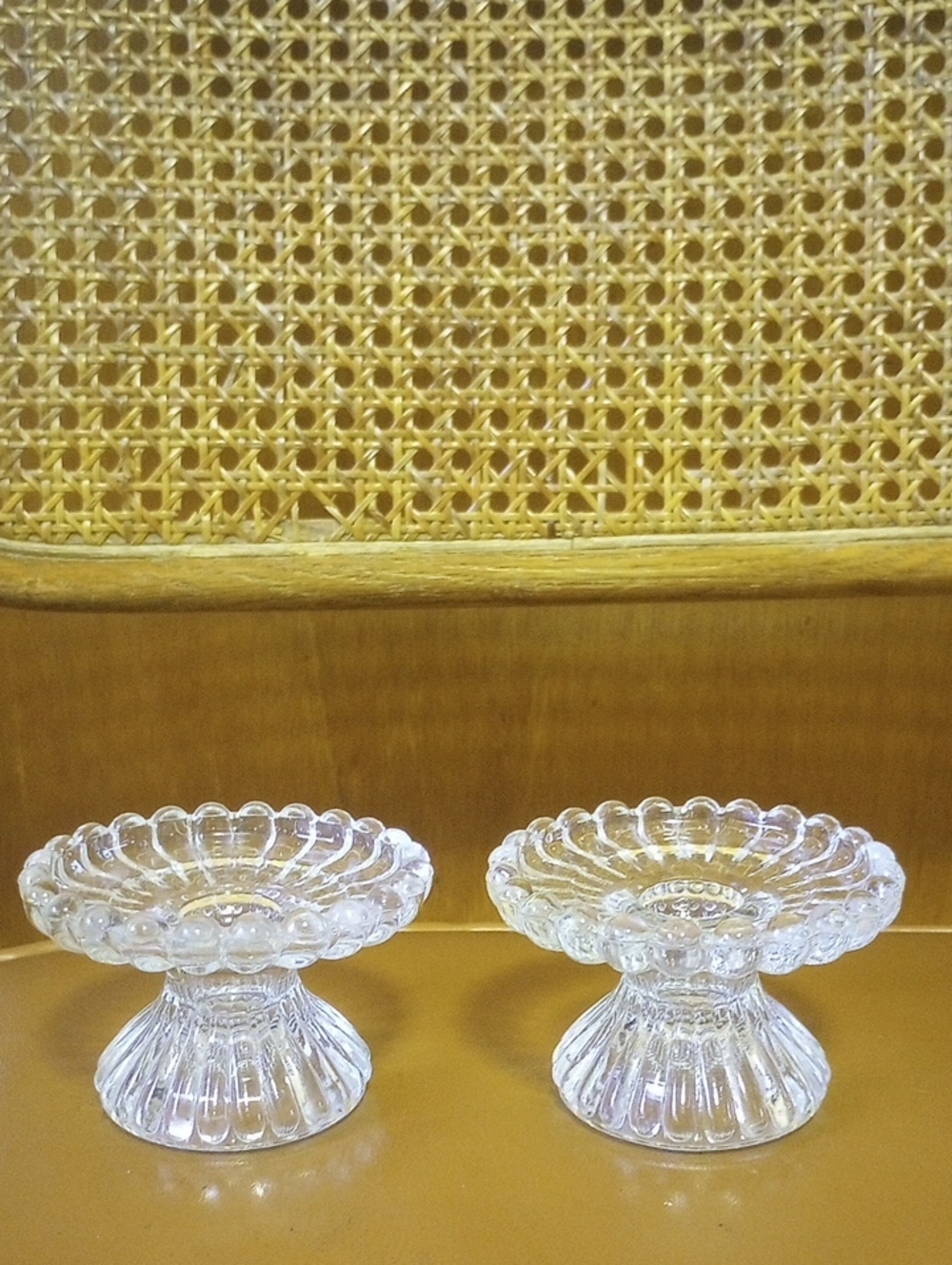 Colonial Candle Round Molded Vintage Taper Candle Holders w/ Scalloped Edges
